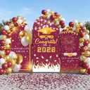WovWeave Graduation Arch Backdrop Stand Cover Set of 3-4ft 5ft 6ft Grad Arch Cover Photo Booth Backdrop Decorations for Graduation Party Decor Supplies(Maroon Gold,Congrats)
