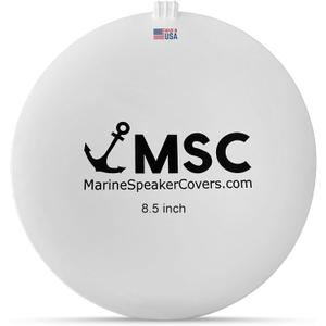 8.5" Marine Speaker Cover Boat Speaker Protector with Sun, Water, Dust, UV Protection, Military-Grade Silicone Design, White Case with Black Logo, Sold as Pair (215mm)