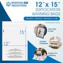 Spartan Industrial - 12" X 15" (500 Count) Self Seal Clear Poly Bags with Suffocation Warning for Packaging, Clothes - Permanent Adhesive