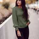 DOROSE Womens Tops Puff Sleeve Blouses Dressy Casual Work T Shirts (Green, S)