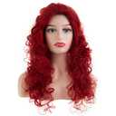 Long Curly Wavy Red Wigs for Women Synthetic Natural Fluffy Costume Cosplay Hair Wig,27inch
