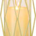 Nuptio Candle Holders for Pillar Candles - Geometric Candleholders Gold Flower Vase with Hurricane Cylinder Glass Dual Uses for Wedding Birthday Party Table Living Room Centerpieces (Small)