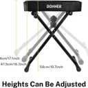 Donner Piano Bench, Adjustable Keyboard Bench Portable Stool Collapsible Chair Foldable Seat X-Style, 2.4 Inch Thickness High-Density Sponge Padded, Non-Skid Design, Black