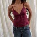 Women Teens Cute Babydoll Tops Y2k Floral Lace Trim Camisole Ruffle Tank Top Summer Flowy Peplum Top Streetwear (S)