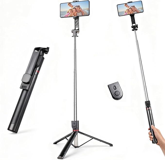 GBFETM 71" Phone Tripod Selfie Stick for iPhone/Android/Camera, Cell Phone Tripod Stand with Wireless Remote Control, Extendable Phone Mount 360° Rotation