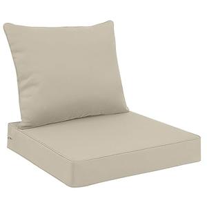 Favoyard Outdoor Seat Cushion Set 19x19 Inch Waterproof & Fade Resistant Patio Furniture Cushions with Removable Cover Deep Seat & Back Cushion with Handle and Adjustable Straps for Chair Sofa Couch