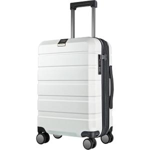 KROSER Hardside Expandable Carry On Luggage with Spinner Wheels & Built-in TSA Lock, Durable Suitcase Rolling Luggage with USB Port, Carry-On 20-Inch, White, 14.1 x 8.8 x 21 inches