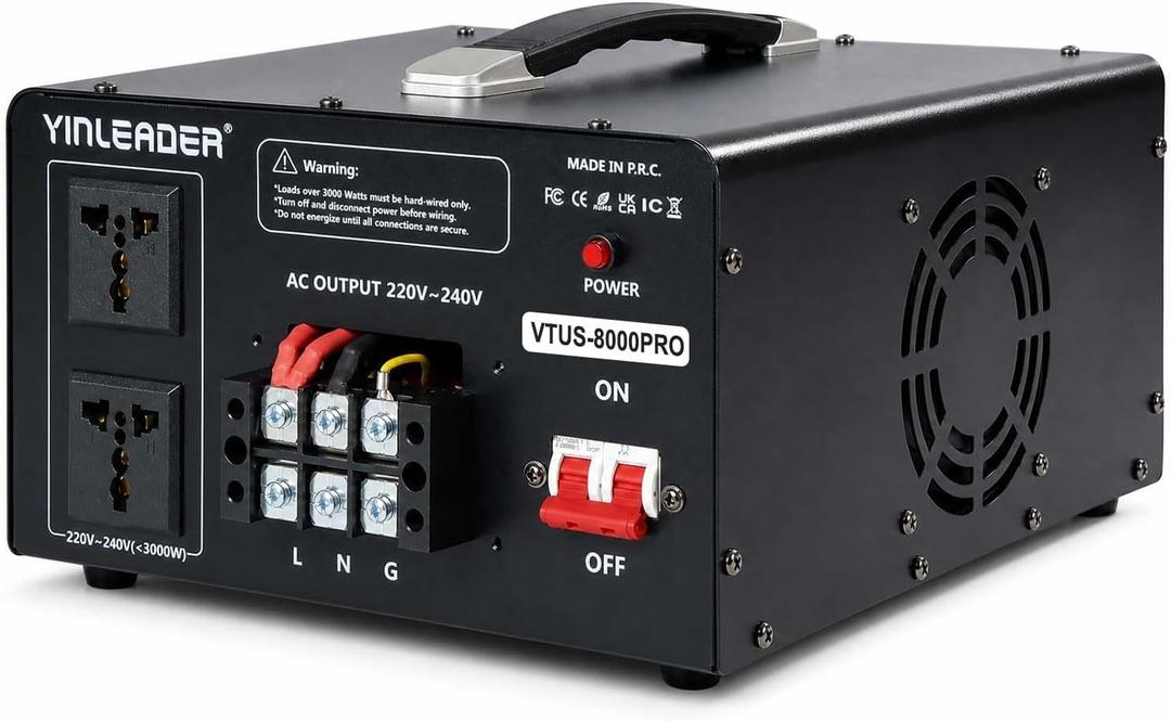 8000W PRO Step Up Transformer 110V/120V to 220V/240V Voltage Converter