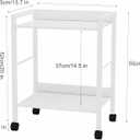 2-Tier Rolling Utility Cart with White Shelves and White Metal Frame, Industrial Mobile Storage Trolley on Wheels for Kitchen, Office, Bathroom, Living Room