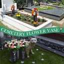 2 Pcs Cemetery Vases for Grave Metal Flower Holder with Spikes and Drainage Holes in Loving Memorial Cemetery Grave Decorations for Burial Ground Funeral Lawn Yard Favor