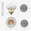 SWZHAI Crystal Cabinet Knobs 4 Pack, Brushed Gold Knobs for Dresser Drawers, Retro Round Flower Knob for Cupboard Wardrobe, Solid Alloy Decorative Drawer Knob