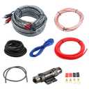 4 Gauge Amplifier Wiring Kit, 2000W Complete All-in-One Car Audio Amp Install Set with RCA & Fuse, Quick Connect for Radio, Subwoofer & Speakers