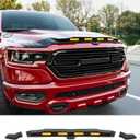 3Pcs Hood Protector with LED Light Compatible with 2019-2026 Dodge RAM 1500 Lightshield Glossy Black Hood Deflector Replacement for 2019-2026 Dodge RAM Accessories