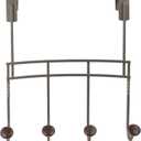 Spectrum Over the Door Hooks Coffee Brown Metal Hanging Hook Rack for Kitchen Bathroom Closet Laundry Organization, Heavy Duty Behind the Door Hook Coat Hanger Towel Rack Doors Up To 1.75 Thick