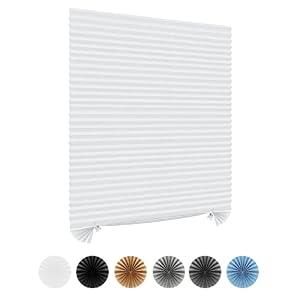 Window Blinds Cordless Blackout No Drill Cut to Size Clip On Stick On Self Adhesive Temporary Blinds Pleated Paper Blinds for Windows Doors Shades for Home Nursery Bedroom Kitchen Bathroom