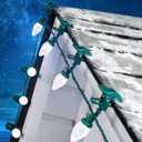 Moonflor C9 LED Christmas Lights Outdoor with 50 Spring Clips, 50ft 50 LED Waterproof Strawberry String Lights, Commercial Grade Extendable Perfect for Roofline Patio House Xmas Decor, Pure White