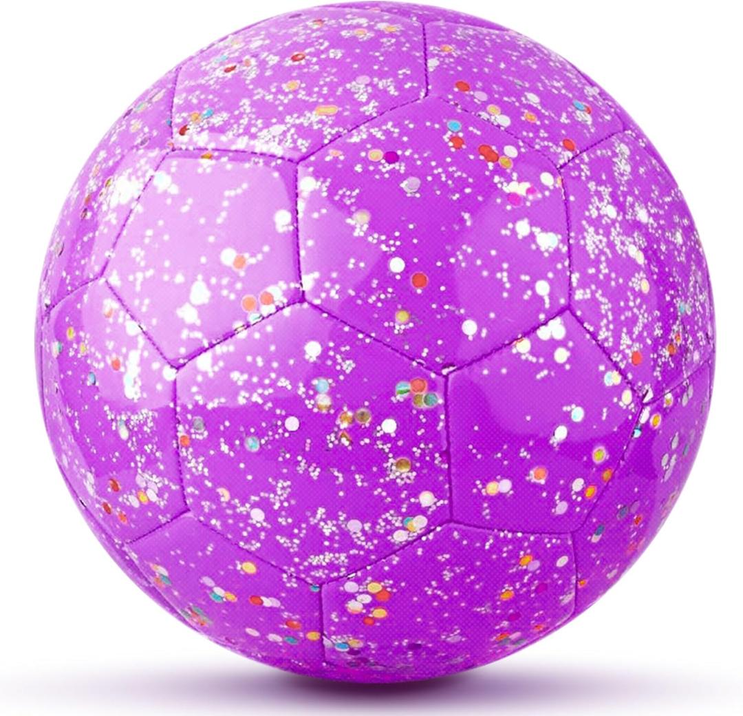 Soccer Balls Size 3, Sparkle Soccer Ball for Girls Kids 3-8 4-6 6-8 Glitter Outdoors Sports Recreation Playing Ball for Birthday Easter Soccer Gifts