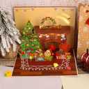 Hxezoc 3D Fireplace Music Christmas Card with Lights, Wish You A Merry Christmas Music Play Xmas Gift Cards for Family Members Friends Classmates Members Gifts Supplies