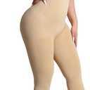 Shapewear Leggings for Women Tummy Control High Waisted Capri Body Shaper Butt Lift Thigh Slimmer, Large, Nude(capri)