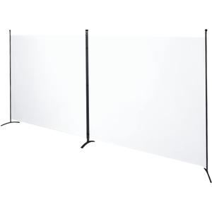 SteelAid Room Divider (Double Panel)  Folding Partition Privacy Screen for Office, Classroom, Dorm Room, Kids Room, Studio, Conference - 142" x 72" - Easy to Assemble, Freestanding & Foldable (White)