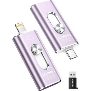 512GB Photo Stick for iPhone Flash Drive, Memory Stick Phone Storage for Photos and Videos Files Backup, Compatible with iPhone iPad Android PC, Plug & Play, No App Required (Light Purple)
