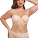 Lusait Strapless Bra Push Up Full Figure Underwired Convertible Multiway Beauty Back Bras for Women (Beige)