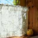 jinchan Semi Sheer Kitchen Curtains for Window 24 Inch Mini Pom-Pom Voile Tier Curtains Light Filtering Small Drapes for Bedroom Living Room Rod Pocket 2 Panels Sunlit Grove