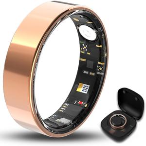 Smart Ring for Women Men Fitness Tracker with Blood Oxygen,Heart Rate,Sleep Monitoring,Step Counting,for iPhone and Android,Waterproof smart blood pressure monitor,No Subscription Fees (Rose Gold, 7)