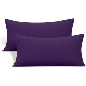 2-Pack Stretch Pillow Cases - Jersey Knit & Ultra Soft Envelope Closure Pillowcases T-Shirt Like Microfiber Blend - Suitable for 20x36/20x40 King Size Set of 2, Purple