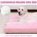 Dog Crate Bed Waterproof Deluxe Plush Dog Beds with Removable Washable Cover Anti-Slip Bottom Pet Sleeping Mattress for Large, Medium, Jumbo, Small Dogs, 35 x 22 inch, Pink