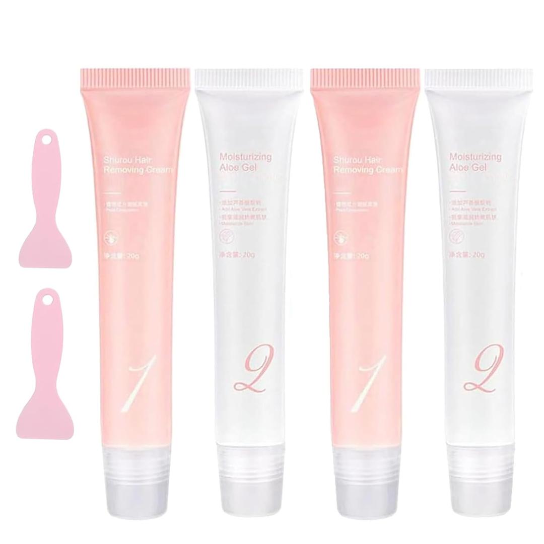 2kits Auures Hair Removal Cream, Auures Facial Cream Kit, Painless Facial Hair Removal With Scraper