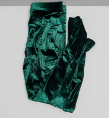 Girls Velvet Leggings Green Size Medium