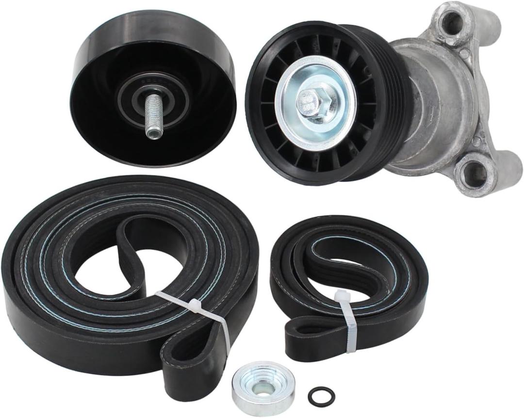 MOTOKU Accessory Drive Belt Tensioner Assembly with Serpentine Belt and Idler Pulley for Chevy Colorado Silverado Express Tahoe Suburban GMC Canyon Sierra Yukon Savana for Cadillac Escalade