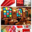 Red Transparent Window Film, Decorative Window Film Colored Red Window Tint Heat Blocking for Party Wedding Festival Decoration(17.7Inch x 16.5Feet)