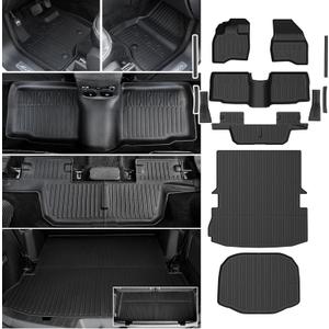 Floor Mats Cargo Mat Set for 2015-2019 Ford Explorer 7 Seats, All Weather TPE Cargo Liner Trunk Lower Mat Door Sill Guards Accessories (15-19 | 7 Seats Floor Mats Set)