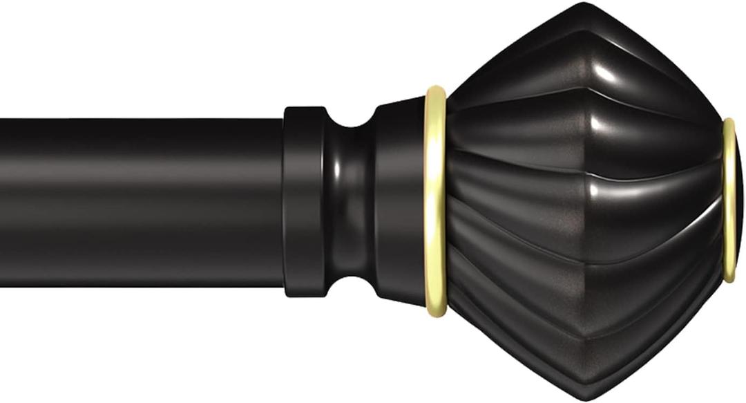 Curtain Rods for Windows 48 to 84 inches, 1 inch Diameter Adjustable Length Black Curtain Rod for Bedroom Living Room Decorative Curtain Rod Set with Brackets