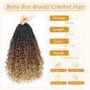Firstcyh Hair 8 Packs Goddess Box Braids Crochet Hair for Black Women -14 Inch Crochet Box Braids Bohemian Boho Crochet Braids Hair with curly ends Synthetic Braiding Hair Extensions (1B/30/27)