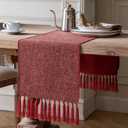 ZeeMart Red Table Runners 108 Inches Long, Burlap Linen Style Rustic Farmhouse Table Runner, Long Boho Dining Table Runner, 13x108 Inches, Red