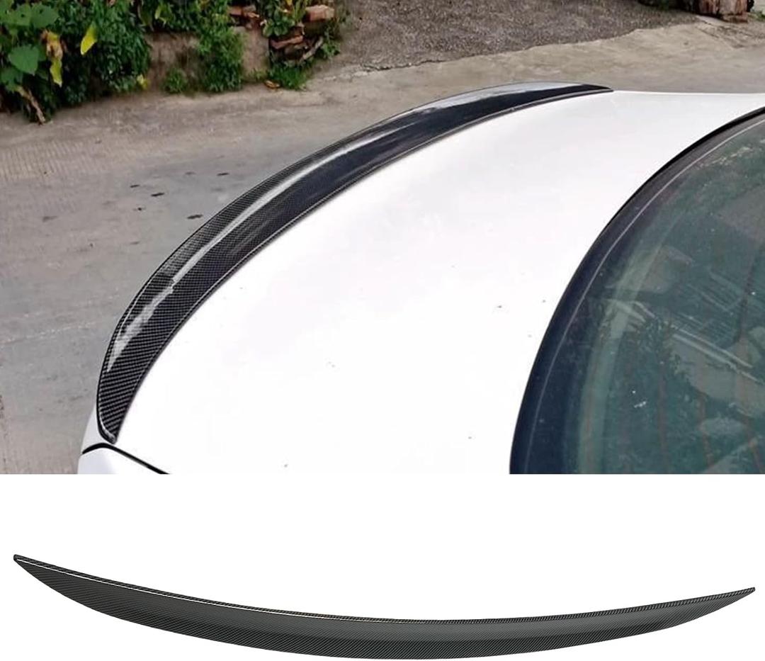 KHK E90 Rear Spoiler, Carbon Fiber Pattern Rear Trunk Spoiler Wings, ABS Material MP Style Rear Spoiler Wing Lid Fits for 2006-2011 BMW E90 3-Series 4 Door Sedan & 2008-2011 for BMW M3 Sedan