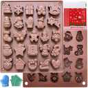 Christmas Chocolate Molds Silicone, Christmas Silicone Molds with Candy Bags for Gummy Candy Resin Soap Wax Melts Ice Cube Jelly 25 Shapes