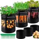 3 Pack 10 Gallon 360 Visibility Potato Grow Bags with Shading Flap, Plant Grow Bags for Growing Potatoes Heavy Duty Thickened Nonwoven Fabric Gardening Vegetable Growing Bags with Harvest Window