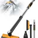 Helloleiboo 43.7" Extendable Ice Scrapers for Car Windshield for 12 Adjustable Length Settings with Foam Grip and 360 Pivoting Brush Head Detachable Snow Brush for Truck SUV(Orange)