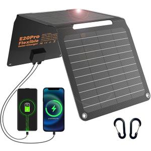 FlexSolar 60W Foldable Solar Panel, Portable Solar Charger with USB-C/USB-A QC3.0/DC 20-28V Port, IP67 Waterproof Solar Panel for RV Camping Backpacking Compatible with Phone Small Power Station