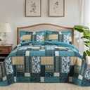 BEDIFANY Cotton California King Size Quilt Set, Lightweight Bedspread Oversized King Coverlet, Soft Farmhouse Quilt Bedding Sets for Bed Decorations for All Seasons (3 Pieces, Blue)