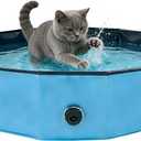 Foldable Pet Bath Pool, Collapsible Dog Bath Tub for Large & Small Dogs, Cats, Bearded Dragon, Portable Outdoor Swimming Pool for Camping, Washing Vegetables (Medium Animal - Blue)