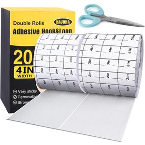 Navona 20Ft x 4 Inch Heavy Duty Hook and Loop Tape with Adhesive, Carpet Anti Slip Rug Gripper, Couch Cushion Grip, Hook and Loop Strips for Home, Office, DIY and Car -White