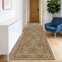 Washable 2' x 6' Runners for Hallways, Non Slip Long Floor Runner for Kitchen, Entryway Indoor, Stain Resistant Rubber Backing Floral Decor Rug (Goldenrod)