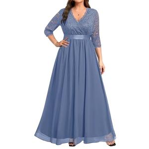 Mother of Bride Dress Plus Size Dusty Haze Blue Lace Formal Wedding Guest Evening Gown Long Bridesmaid Dress Women 2025 24W