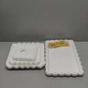 10 Pack Dessert Table Display Set - 4 x Three-Tier Square Cupcake Stands and 6 x Serving Trays, Elegant Tableware for Cakes, Cupcakes, Pastries, and Snacks, Perfect for Parties (White)