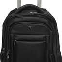 Rolling Travel Bag  Wheeled Laptop Backpack Convertible Luggage with Wheels Daypacks Carry-On for Business Women Men Outdoor Urban Waterproof PU Film Hideable Pull Rod Backpacks Black
